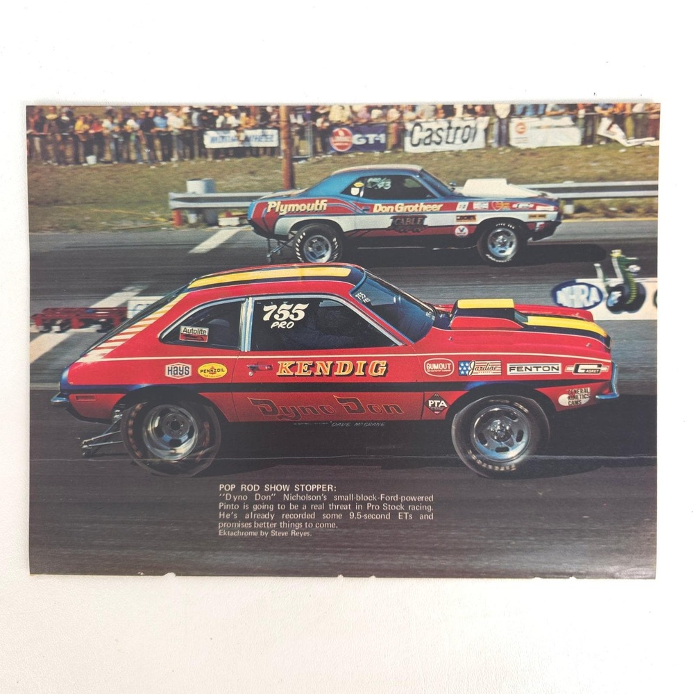 Vintage Ford Pinto Pro Stock Drag Car Print Ad Racing Advertising Don Nicholson